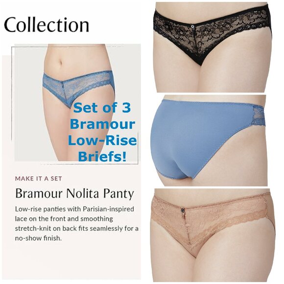 Set of 3 Colors! Panties 3XL Briefs Bramour Nolita 3XL FITS 35-36" Waist Low Cut - Picture 1 of 16